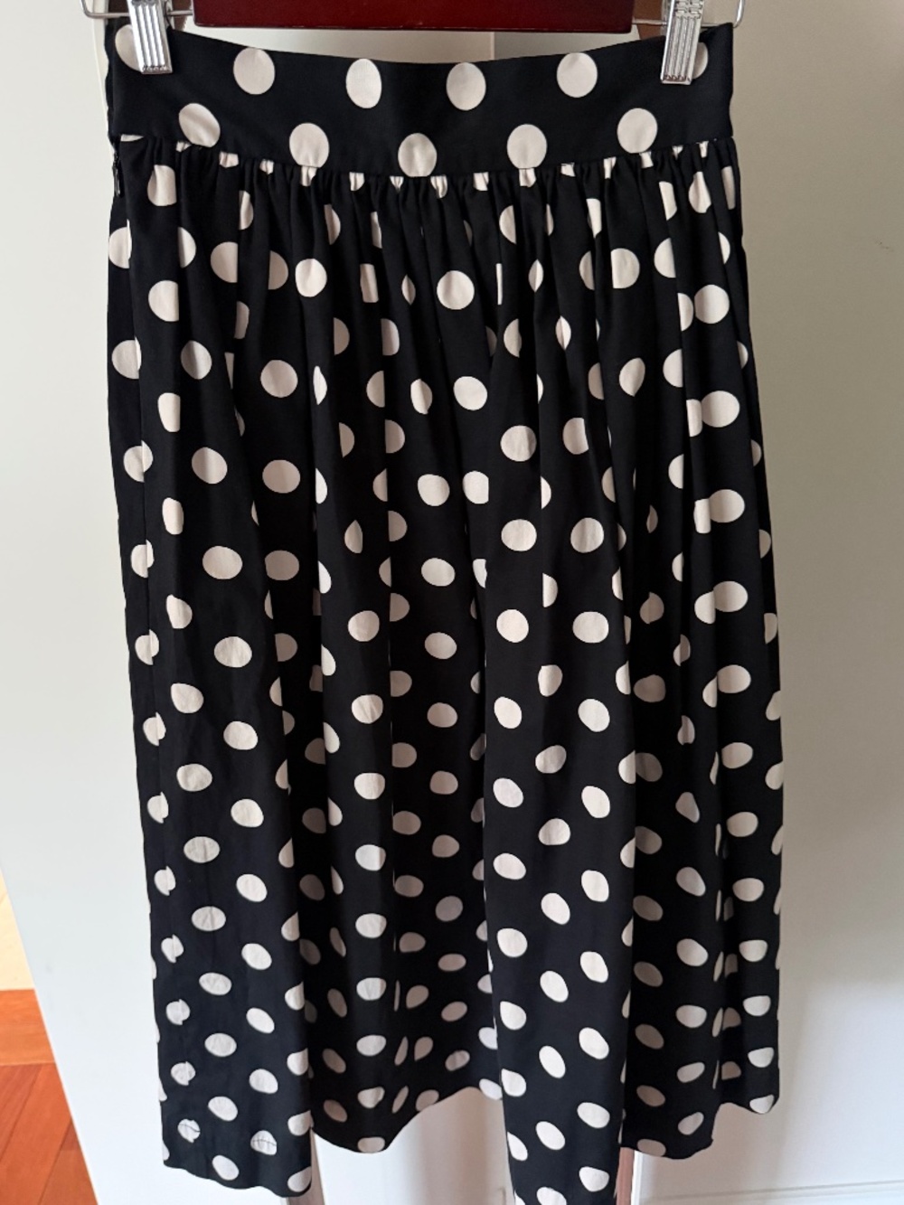 H&M Black & White Polka Dot Full Midi Skirt